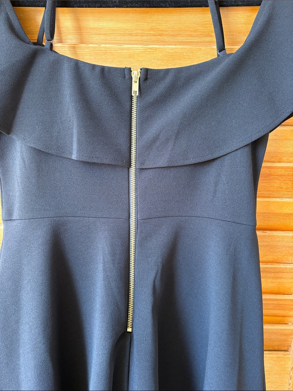 B Darlin Black Off-Shoulder Ruffle Skater Mini cocktail Dress - Picture 6 of 6